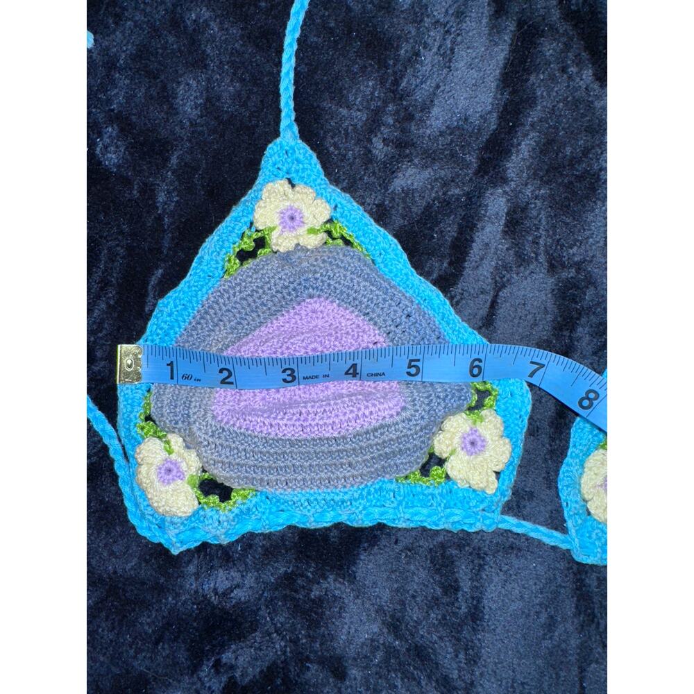 NWT GORGEOUS HANDMADE BOHO COTTON CROCHET BIKINI TOP L - Picture 6 of 11